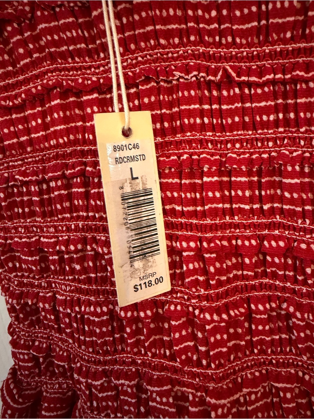 Max Studio Red V-Neck Smocked Wide-Leg Jumpsuit - Picture 3 of 5